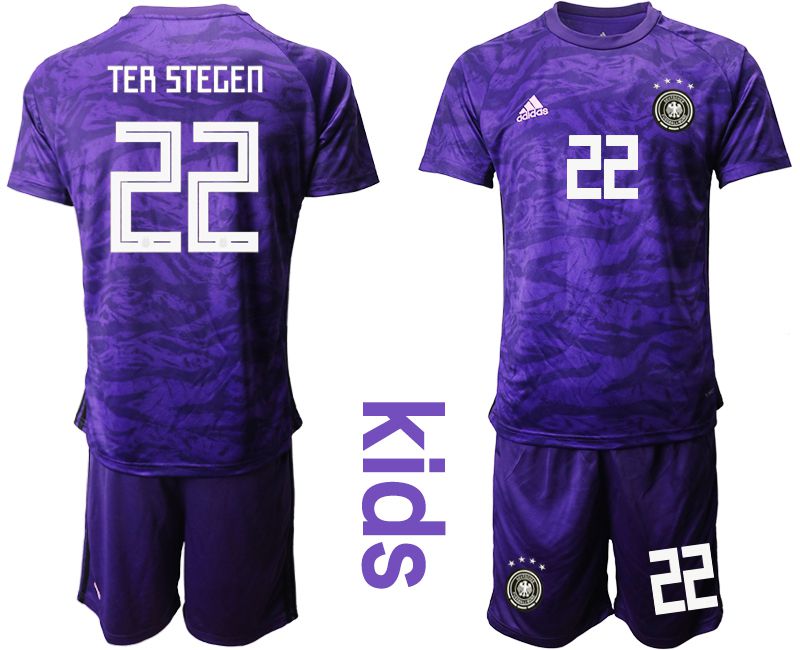 Youth 2019-2020 Season National Team Germany purple goalkeeper #22 Soccer Jerseys